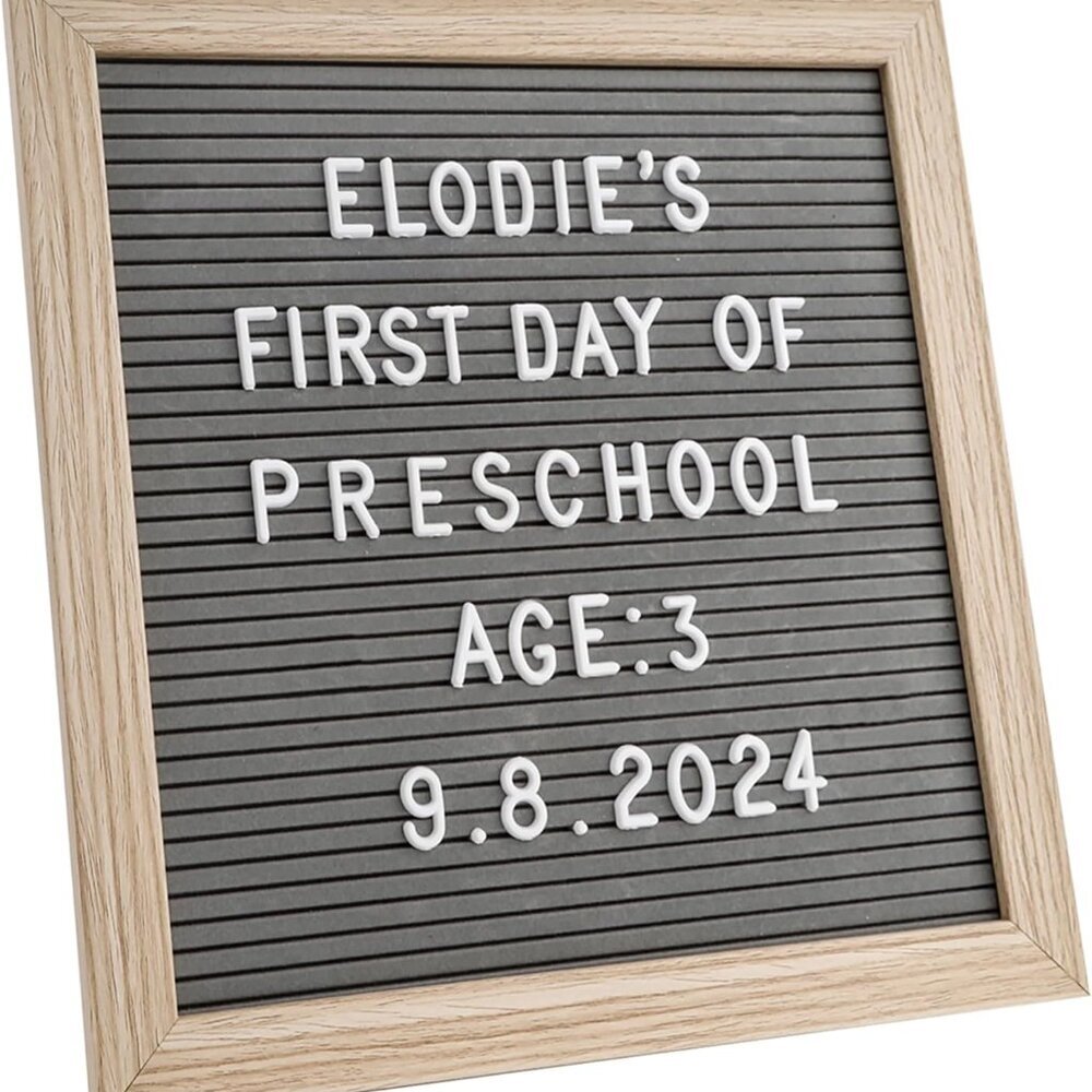 Felt Letter Board 10x10 Inch – 336 Letters, Numbers & Symbols – Gray Message Boa